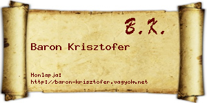 Baron Krisztofer névjegykártya